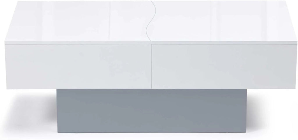 Tavolino scorrevole MARTA in legno grigio e piano bianco