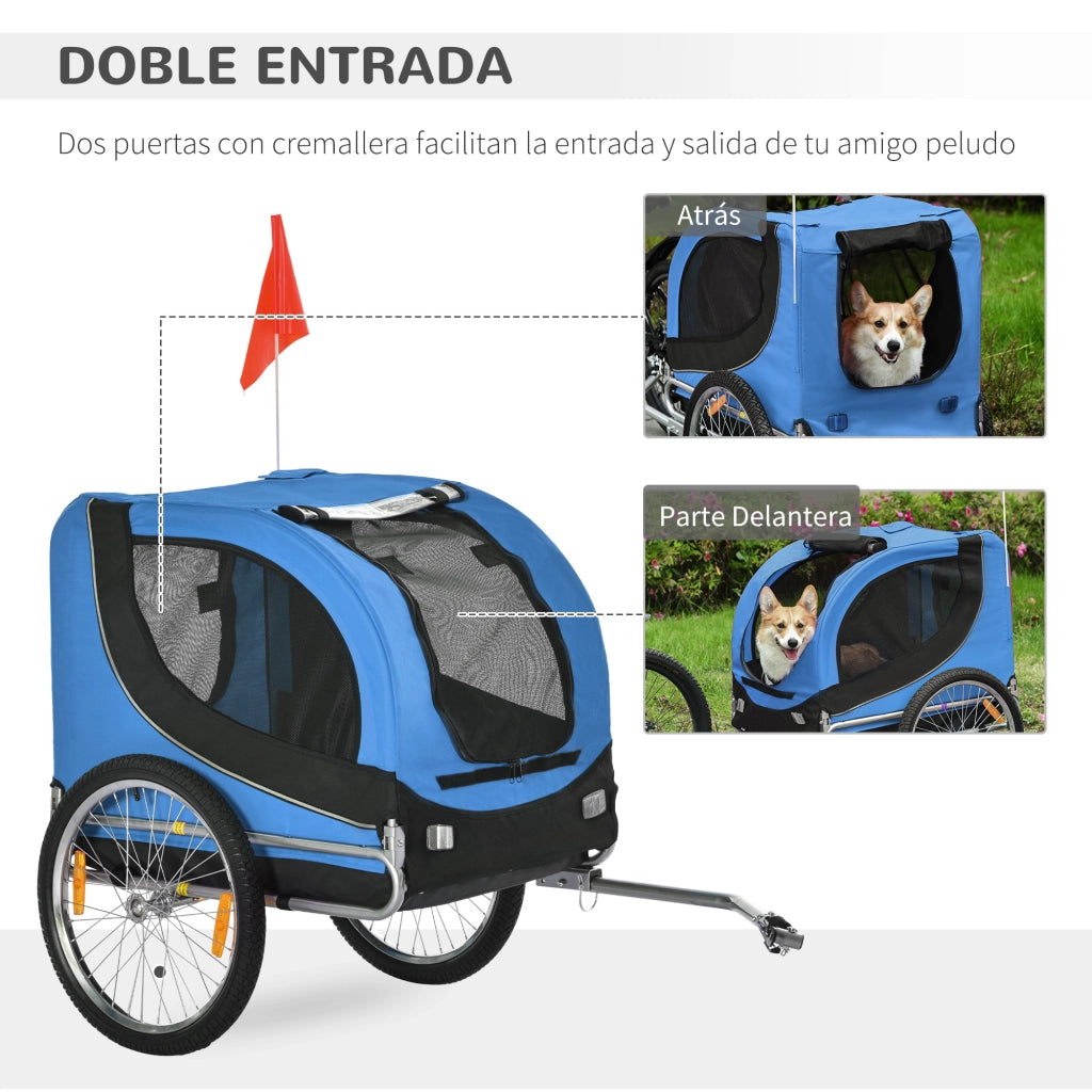 Rimorchio Bicicletta per Cani ¨C zephmum ¨C 130x73x90 cm Azzurro Nero