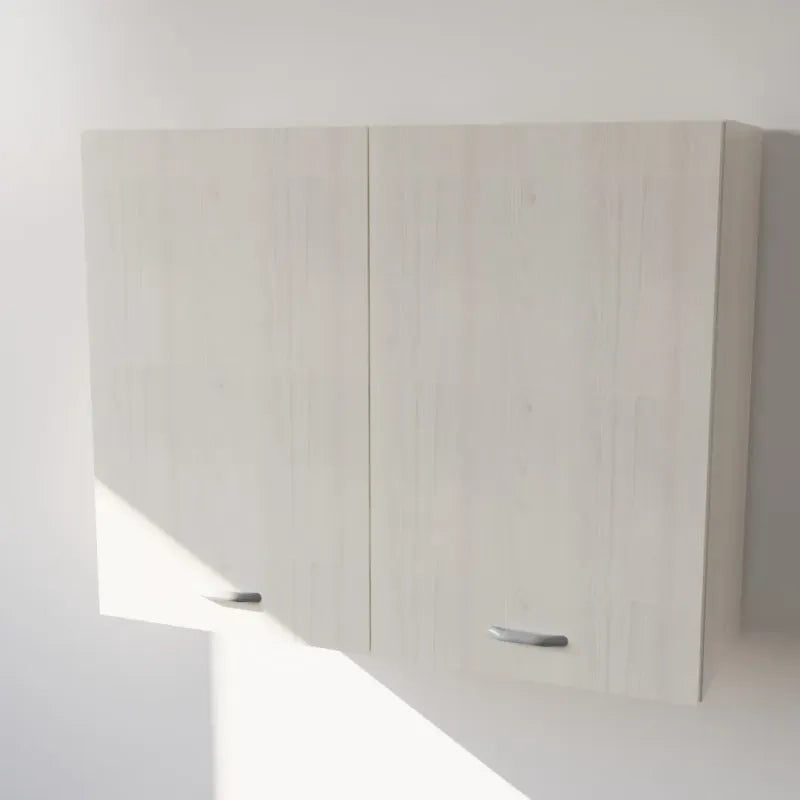 Pensile Cucina  in Legno Nobilitato Larice Bianco Mobile Alto con 2 Ante, Pensile Componibile Moderno Made in Italy (H72XL80XP33cm)