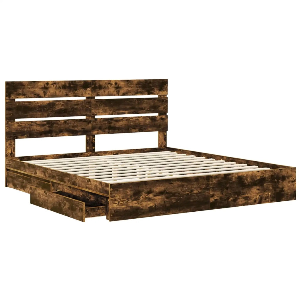Letto con Contenitore con testiera Rovere fumé 180 x 200 cm 3411881