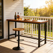 Sgabello da bar girevole con seduta ergonomica, altezza regolabile e poggiapiedi in legno massello e metallo, legno