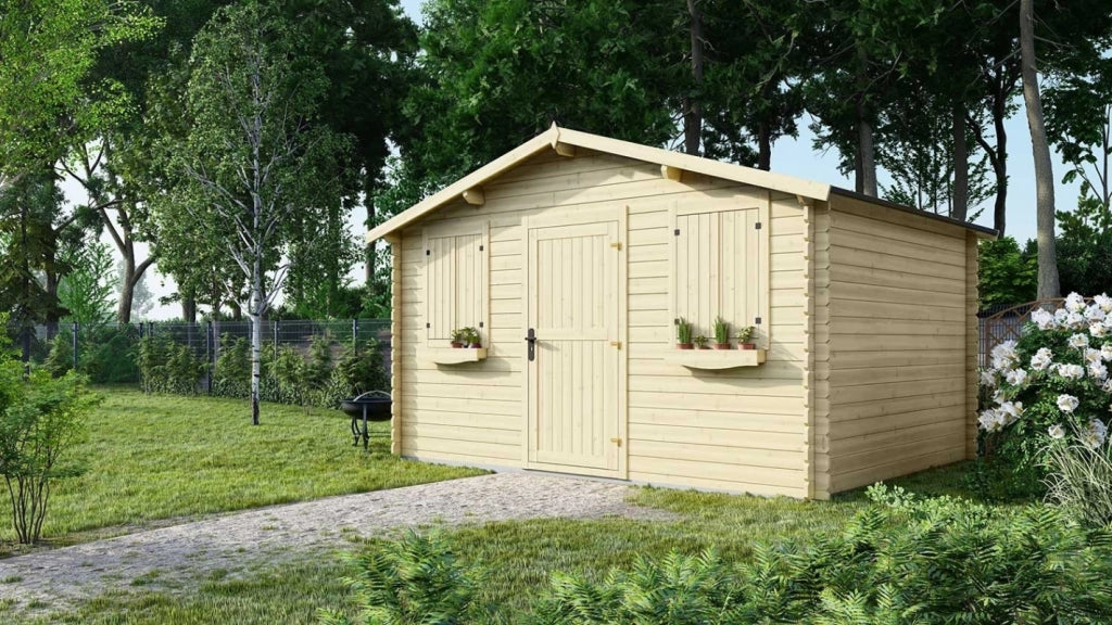 Casetta da giardino in legno - 12m2 - 4x3m - 28mm - colore: naturale - DOM337 - ALTANKA