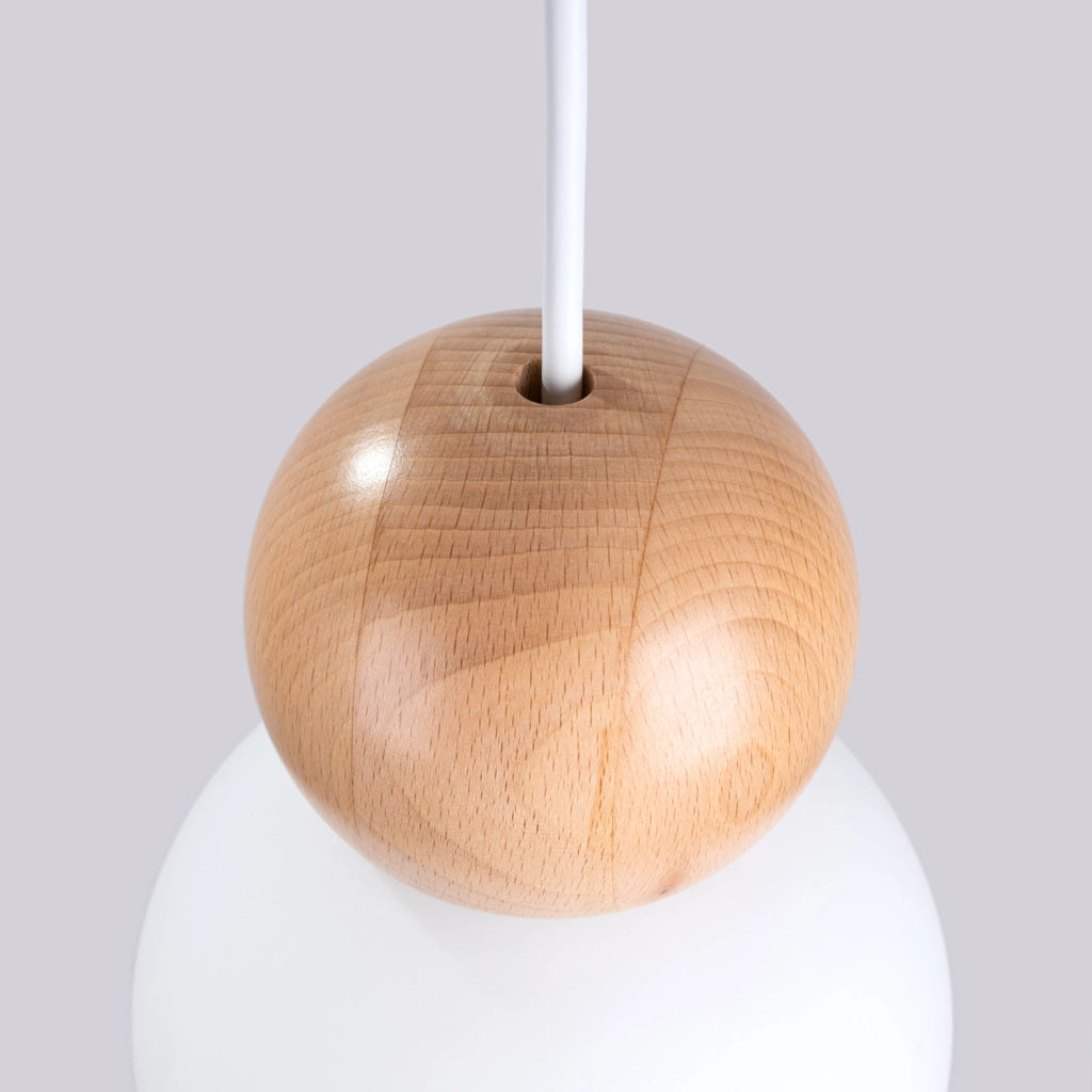 Lampada sospensione Kalevi vetro bianco legno G9 Pure Lume