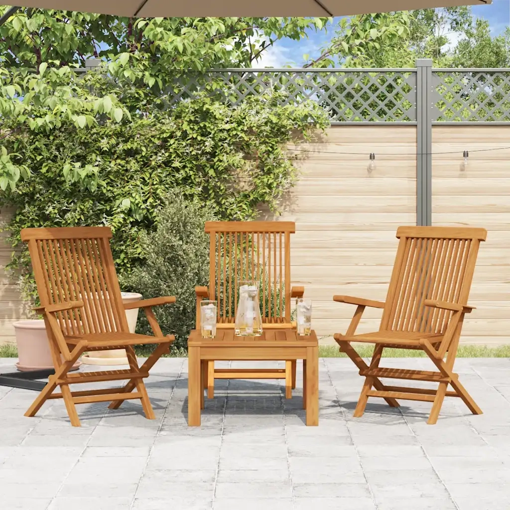 Sedie da Giardino 3pz in Legno Massello di Teak