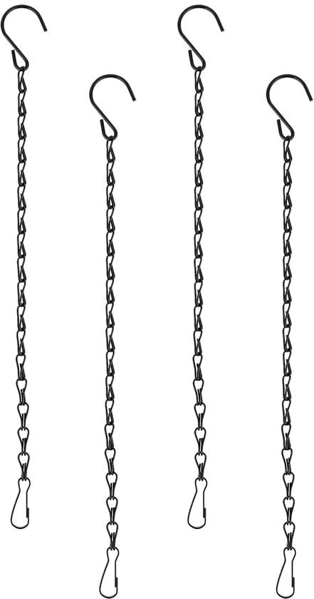 Set di 4 catenelle metalliche da appendere, 33 cm, per catenella da appendere con gancio, per vaso di piante, cesta per il cibo, casetta per gli uccelli, lampade, decorazioni, gong da vento, cartelli, oggetti da fai da te (nero)