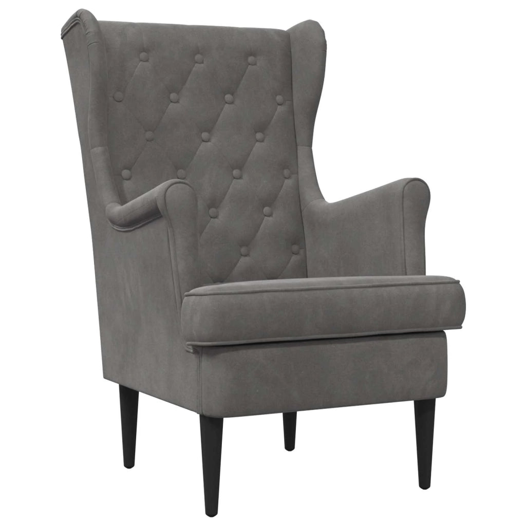 Poltrona-Divano Sedia-Poltroncina Grigio Scuro Velluto 210569