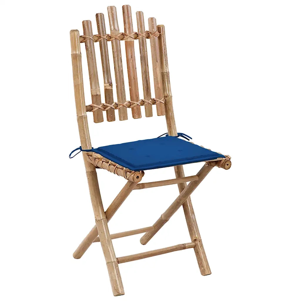 Set da Pranzo da Giardino 5 pz | Set Salotto da Giardino Pieghevole con Cuscini in Bamb¨´