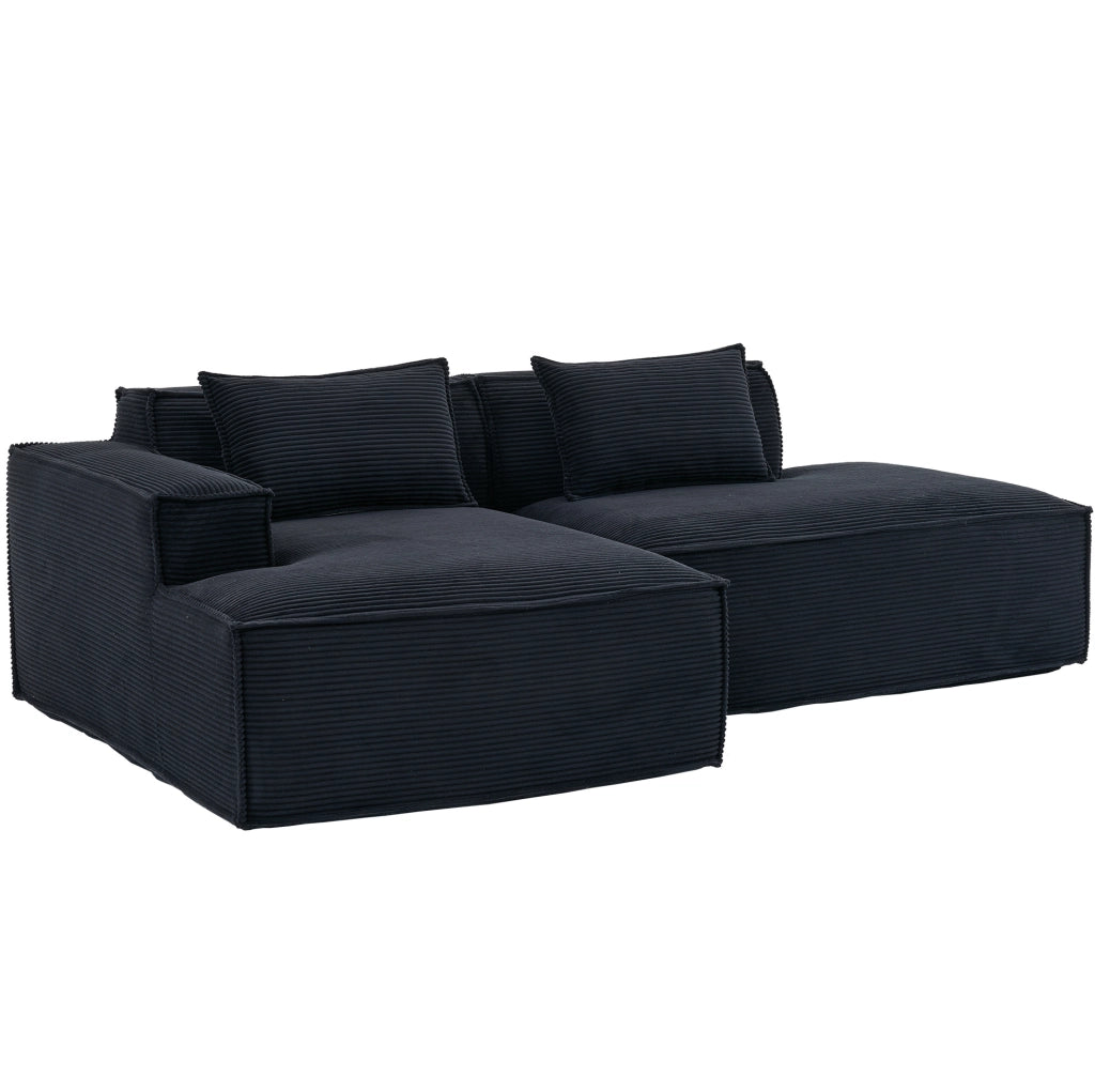 Divano 235x129x70 cm nero in poliestere; design compatto