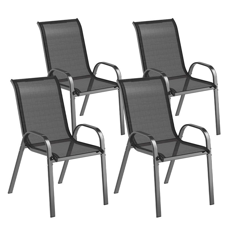 SET 4 SEDIE DA GIARDINO IMPILABILI IN ACCIAIO E TESSUTO A RETE TRASPIRANTE 54X71X93 CM NERO