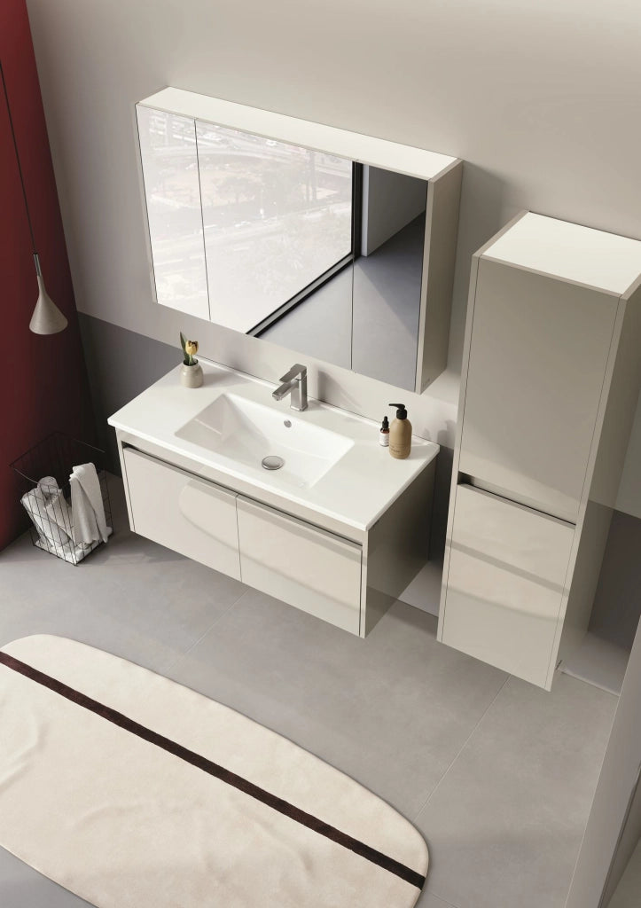 Mobile da bagno con specchio "Arno 100" - 100 x 16 x 66 cm - Cashmere