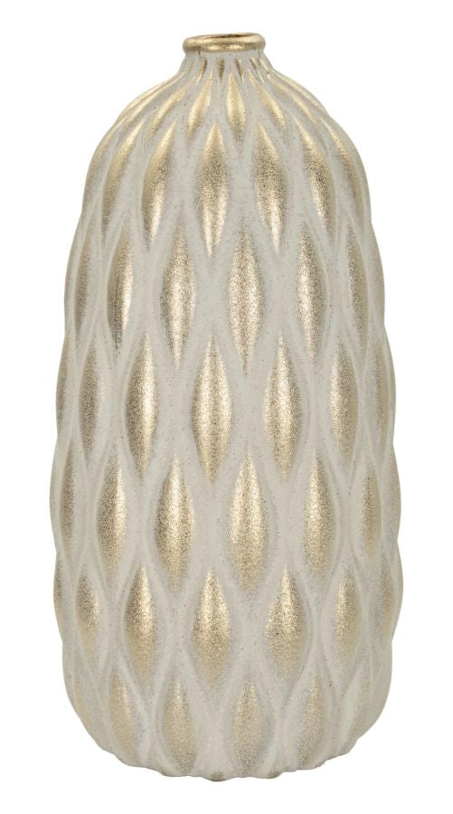 Vaso Pepitas Ø22x44 cm in Ceramica Grigio e Oro