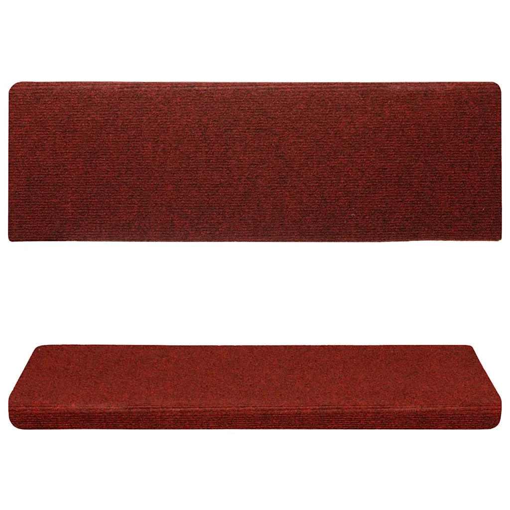 Tappetini per scale autoadesivi 15 pz | Gradini per Scale 65x21x4 cm Bordeaux Rosso Bordo rettangolare