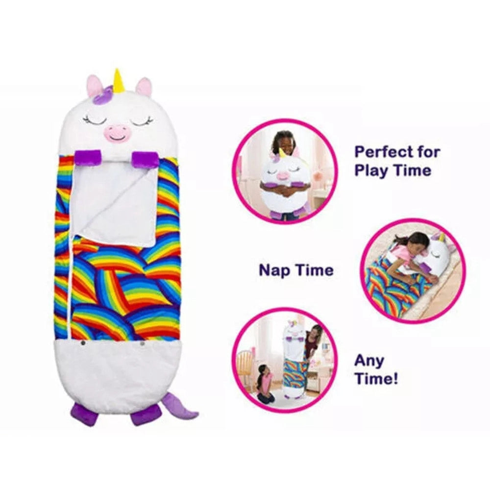 Trade Shop - Sacco A Pelo Per Bambini Con Cuscino Morbido Confortevole Pieghevole 2in1 Campeggio Casa -
