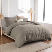 Duvetino Microfibra – Senza Stiratura & Con Cerniera a Righello – 135x200 cm + 80x80 cm Copripiuma – Taupe