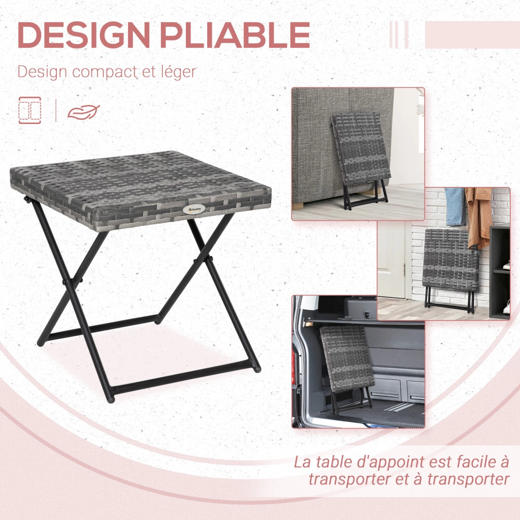Tavolino da esterno pieghevole ¨C Zephmum ¨C Grigio metallo 40x40x40 cm