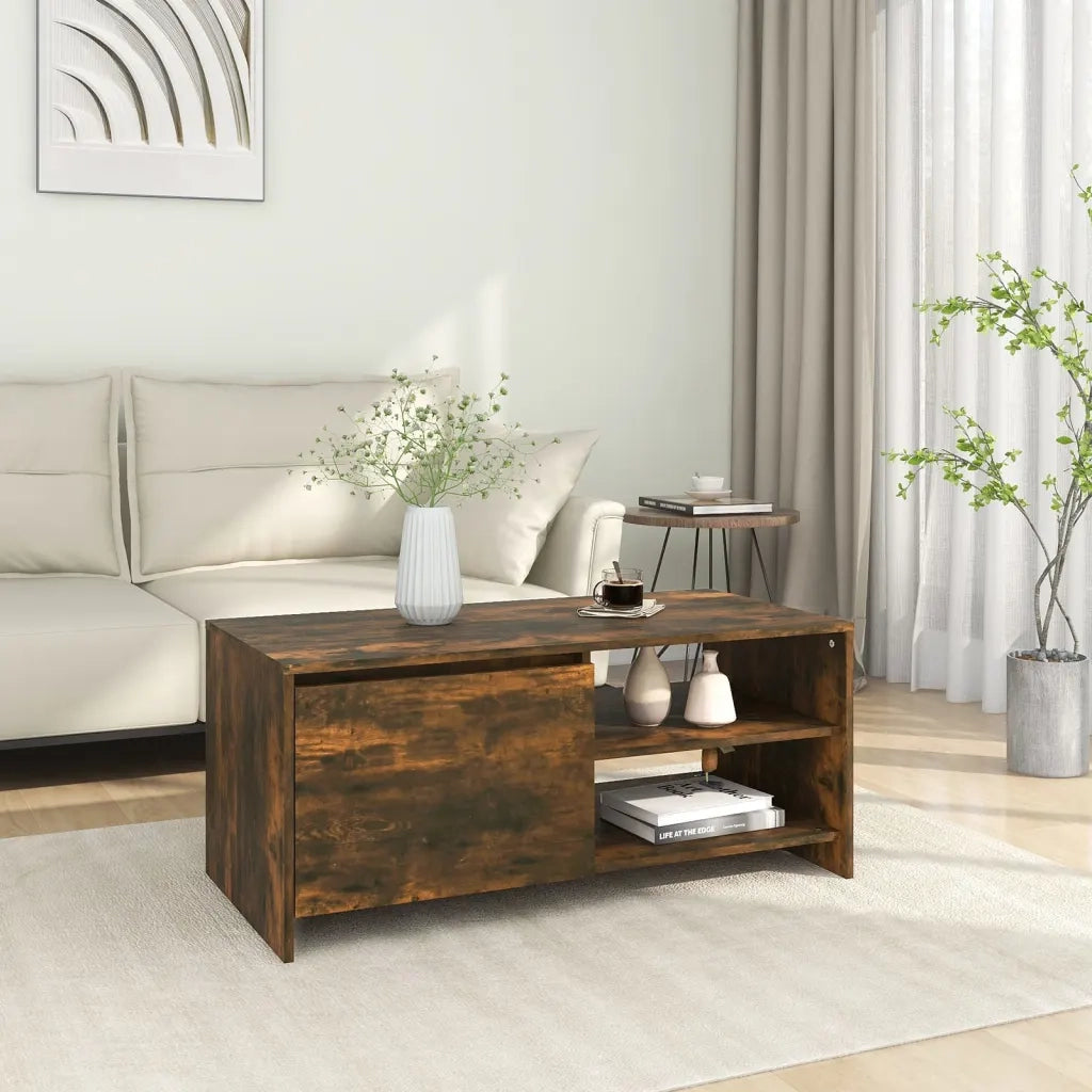 Tavolino da salotto | Tavolino da caff¨¨ | Tavolino da Soggiorno Rovere Fumo 102x50x45 cm Legno Multistrato