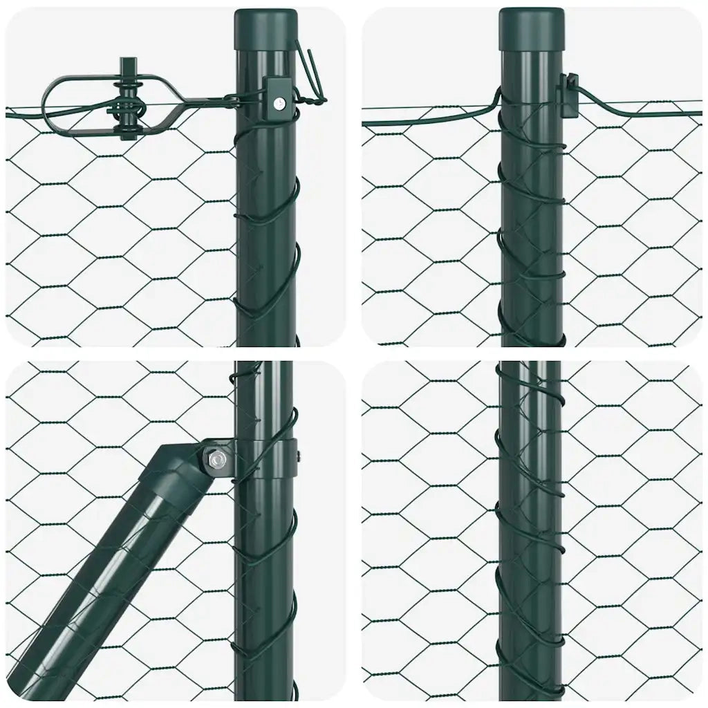 vidaXL Recinzione con pali. Verde 0.5 x 50 m Acciaio rivestito in PVC