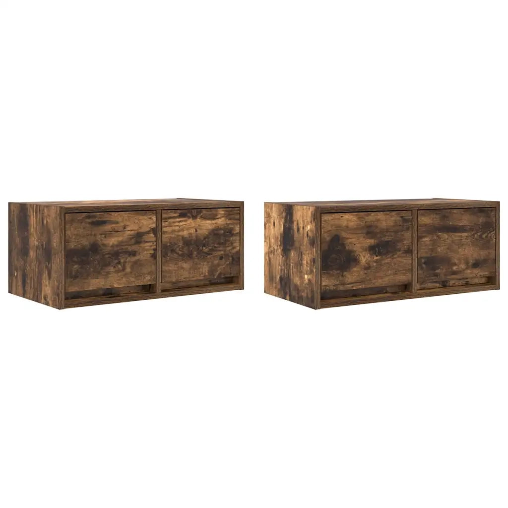 Mobili TV 2 pz Rovere Fumo 60x31x25,5 cm Legno Multistrato 861499