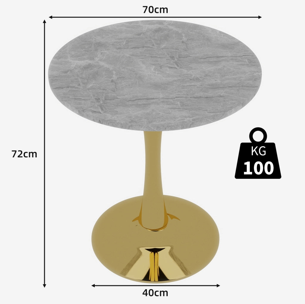 Tavolino da caffè 77.5x77.5x15.5 cm dal design moderno in marmo artificiale dorato