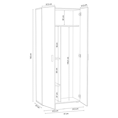 Armadio Alto Multiuso Con Doppia Anta E 4 Ripiani Ideale Per Bagno Ingresso Camera Da Letto Garage Ripostiglio Design Moderno Huelva L 80 x 37 x 182 Cm Bianco E Grigio Cemento