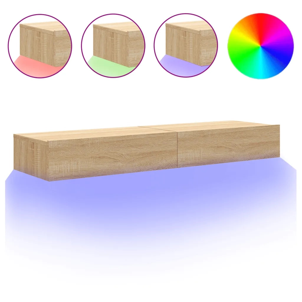 Mobili Porta TV con Luci LED 2pz Rovere Sonoma 60x35x15,5 cm 842891