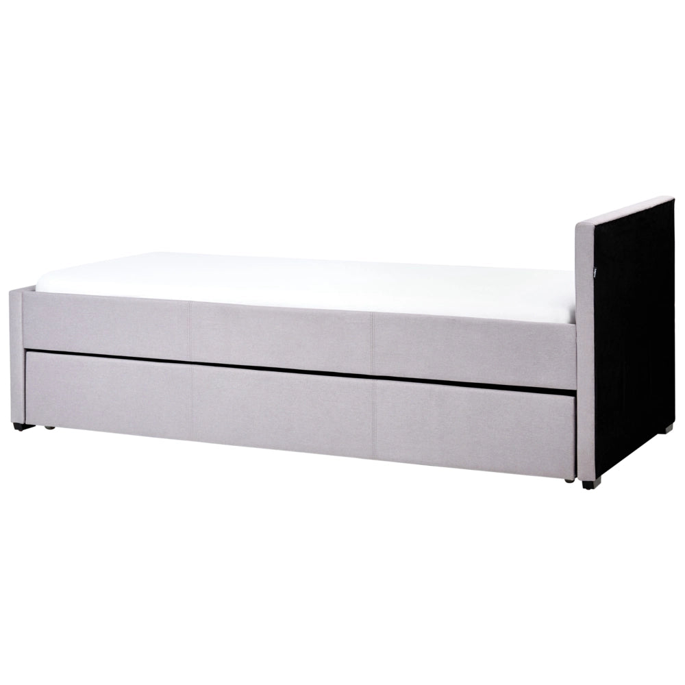 Divano Letto estraibile 90 x 200 cm Rivestimento in tessuto grigio Misura singola sottoletto per ospiti