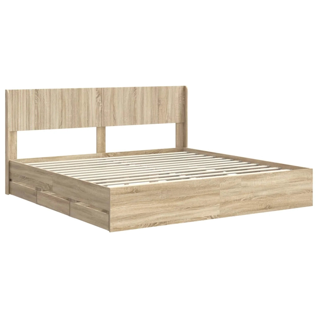 Struttura del letto con stoccaggio e testata Rovere Sonoma 3414277