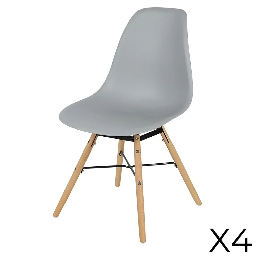 Set di 4 sedie grigio chiaro con struttura in metallo nero e gambe in legno - 45,5x52xH42/81 cm - Collezione JENKINS