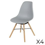 Set di 4 sedie grigio chiaro con struttura in metallo nero e gambe in legno - 45,5x52xH42/81 cm - Collezione JENKINS