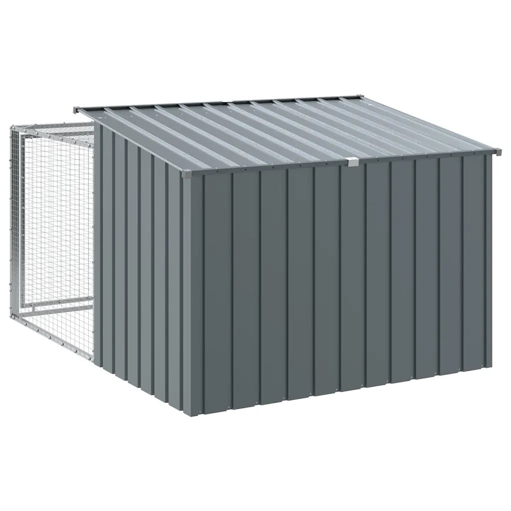 Cuccia per cani con recinto antracite 153x194x110 cm in acciaio zincato