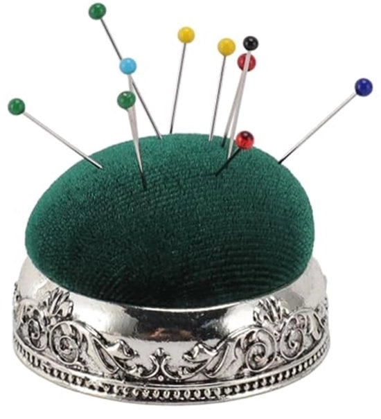 Cuscino per spilli retrò - Funzione di ammortizzazione del filo - Manufatto artigianale - Materiale sostenibile - 5 x 5 x 4,5 cm - Riduce le lesioni da spilli - Cuscino per spilli