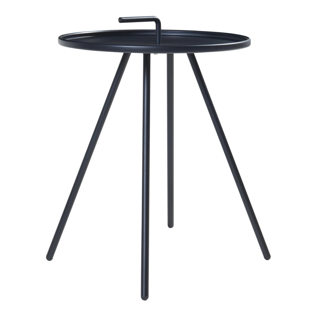 Tavolino da Giardino Fosen in Acciaio Piano con Maniglia Centrale - Nero [en.casa]
