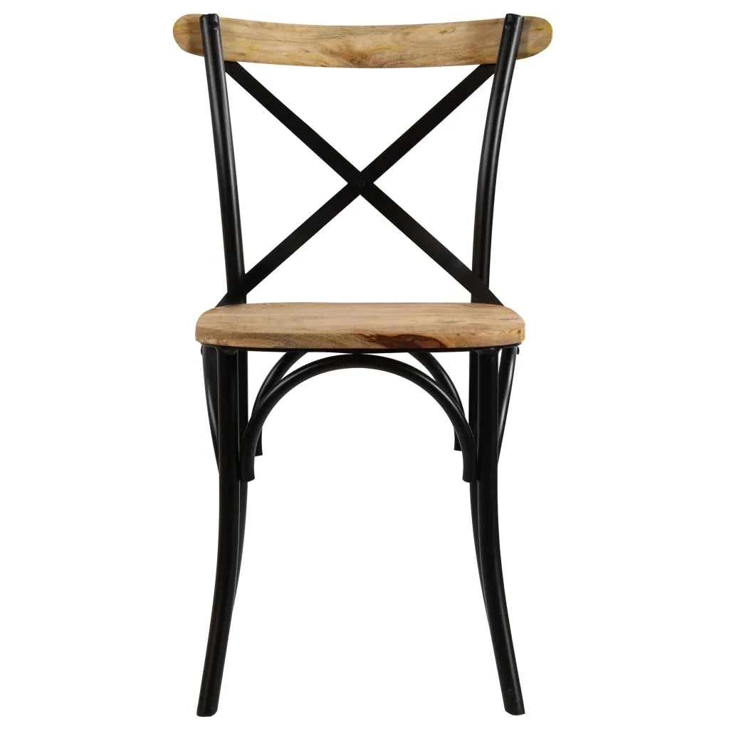 Sedie con Motivo a Croce 2 pz Nere in Legno Massello di Mango cod mxl 13843