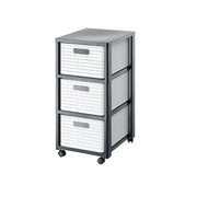 Rotho Country Contenitore Arrotolabile con 3 Cassetti in Rattan, Plastica (PP) senza BPA, colore Bianco, 3 x A4/18 L, 37.5 x 32.5 x 71.2 cm
