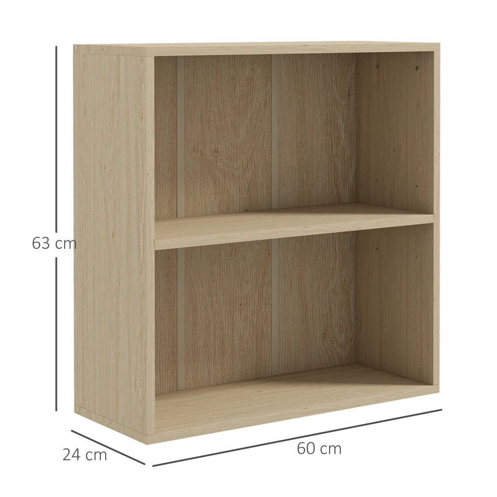 Libreria scaffale con 2 scomparti e ripiano regolabile ¨C Minimal ¨C effetto legno naturale 60x24x63