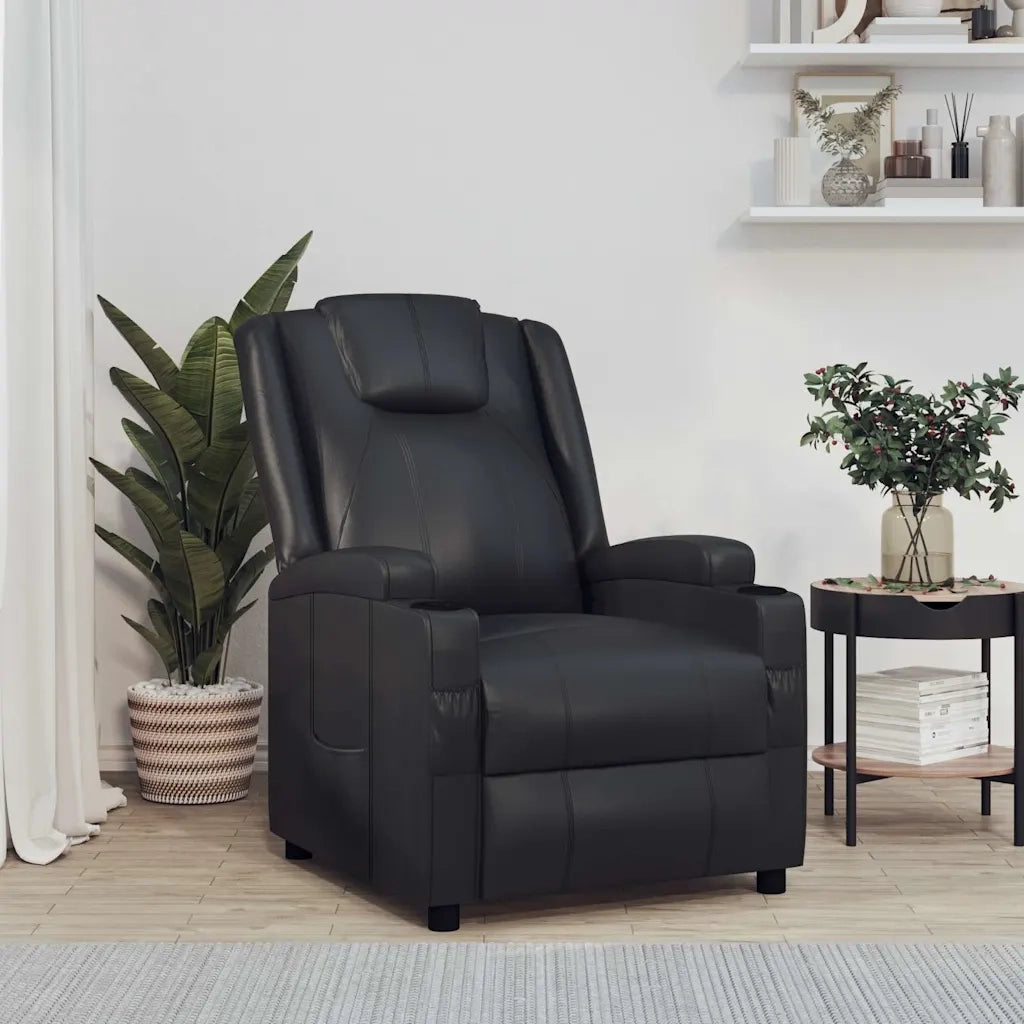 Divano Sedia-Poltrona Reclinabile Nera in Similpelle 722399