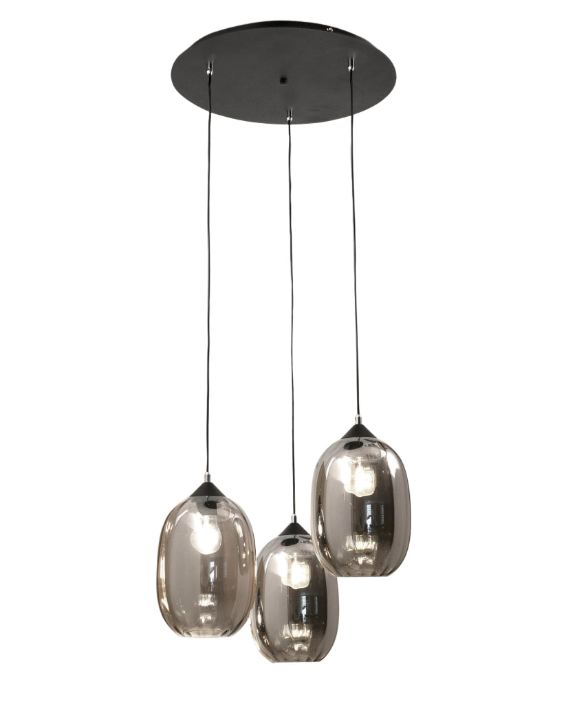 Infinity Lampada a Sospensione in Metallo e Vetro Soffiato Fumé, Ø580mm, Attacco E27, Classe 1, IP20, Design Moderno ed Elegante per Interni