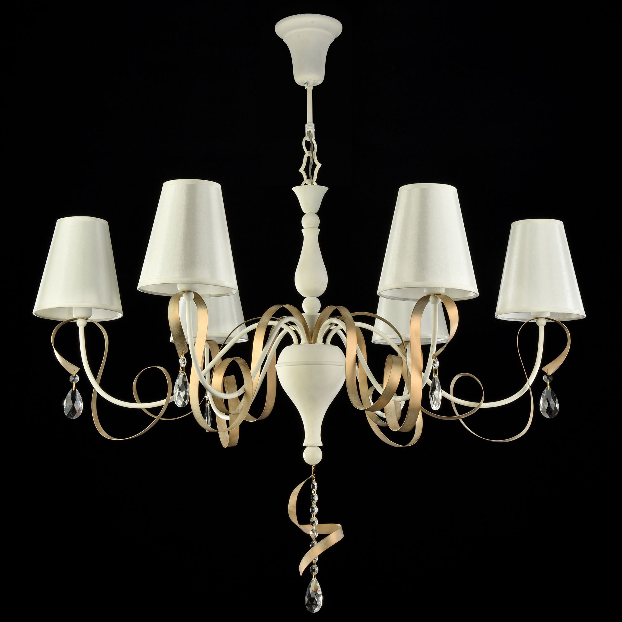 Lampadario Elegant in Metallo Intreccio Bianco con Oro