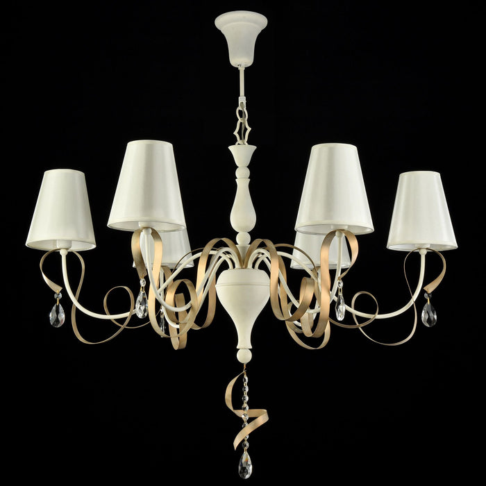 Lampadario Elegant in Metallo Intreccio Bianco con Oro