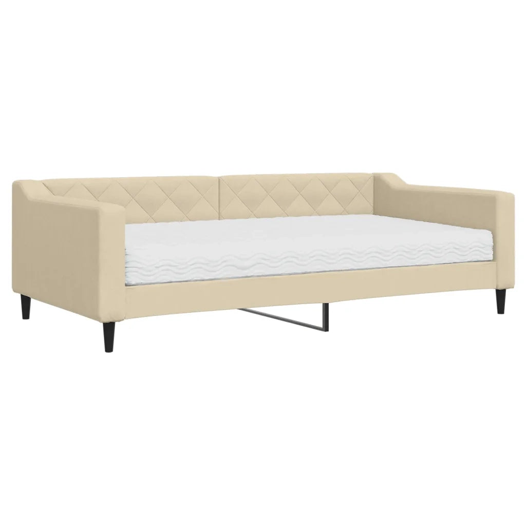 Divano Letto con Materasso Crema 100x200 cm in Tessuto 3197417