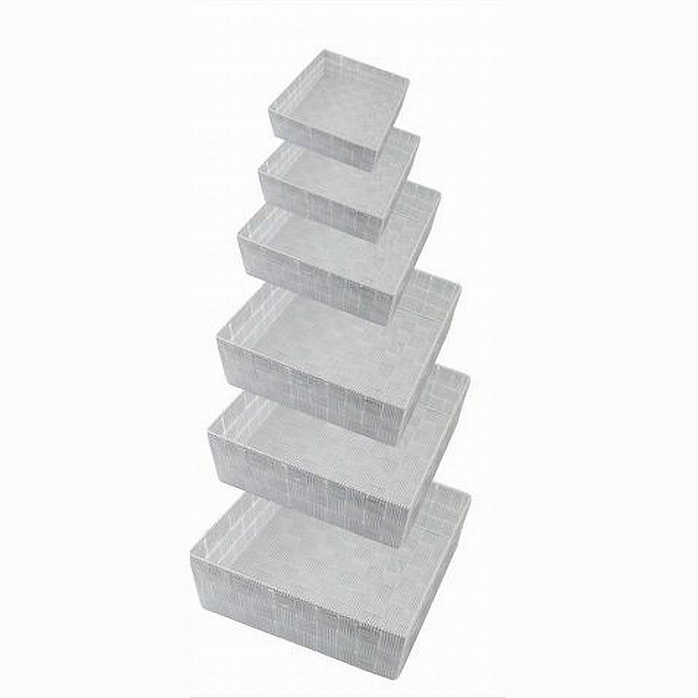 Trade Shop - 6 Pz Scatola In Tessuto Contenitori Organizer Bagno Armadio Grigio Chiaro 79072 -
