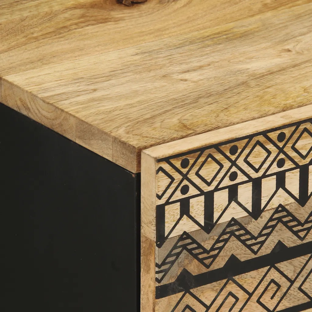 Comodini 2pz Neri 40x33,5x46 cm Legno Massello Mango Grezzo 4018625
