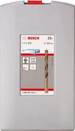Bosch 2608587018 ProBox Set di punte per metallo HSS-Co 25 pezzi da 1 a 13 mm colore Nero