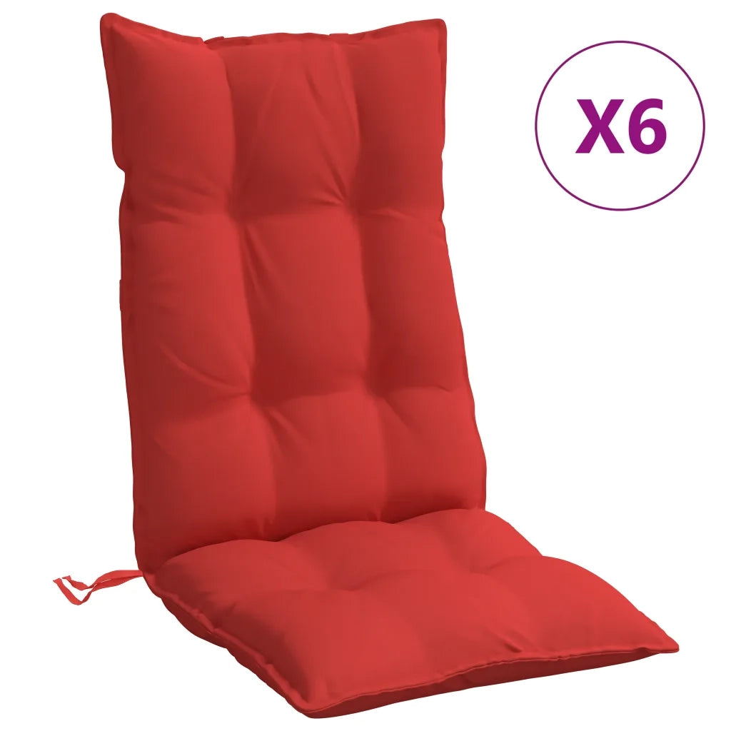 Cuscini per Sedia con Schienale Alto 6 pz Rosso Tessuto Oxford 377622