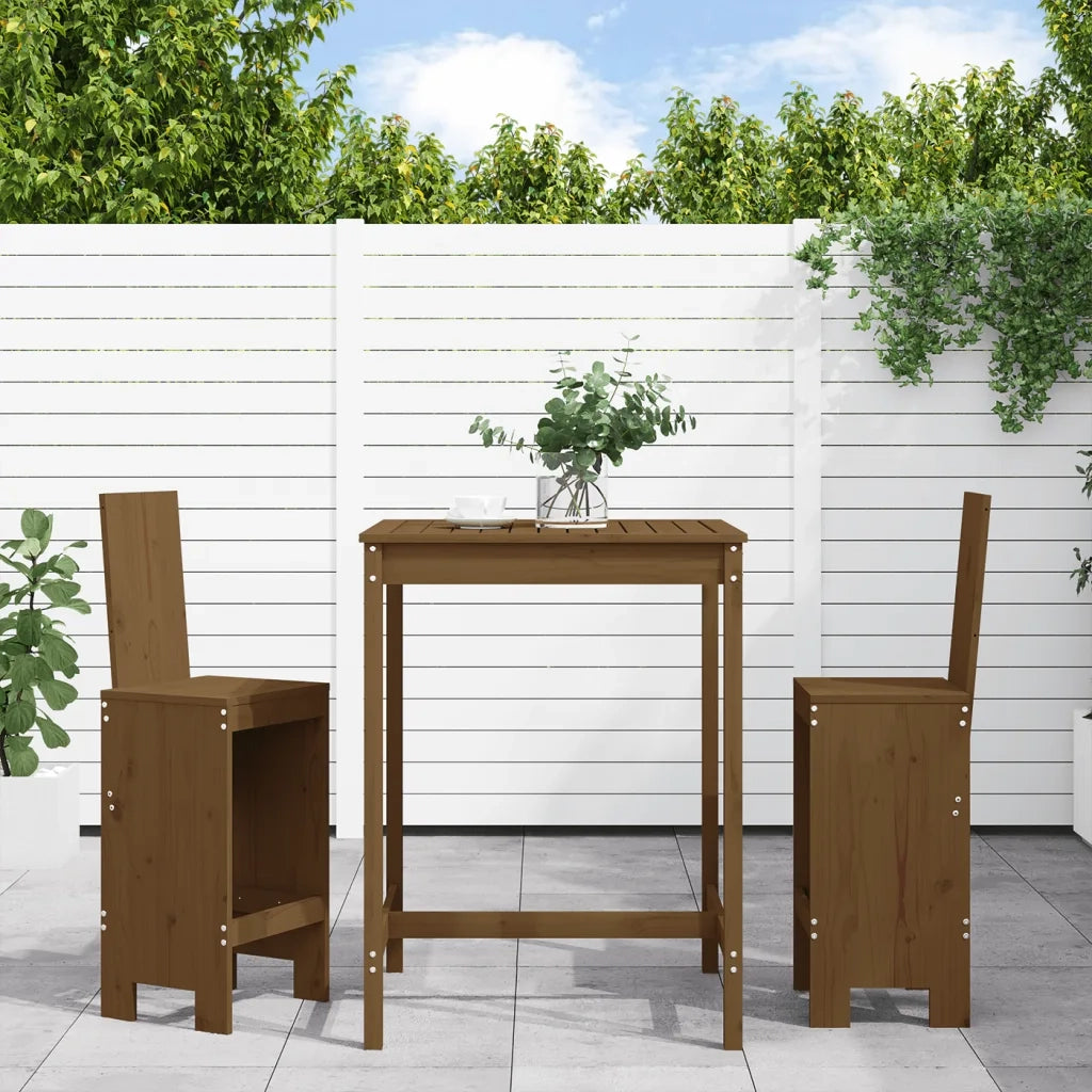 Set Bar da Giardino 3 pz Miele in Legno Massello di Pinocod mxl 107588