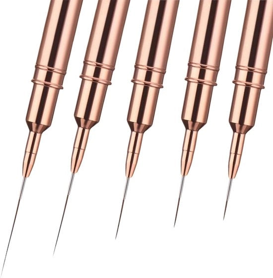 Set di Pennarelli a Sfumino per Arte del Trucco dei Fingernail - 5 Pezzi - Copertura Sottile - Spazzola per Fingernail per Dettagli Fini - Set di Spazzole per Vernice dei Fingernail - Strumenti per Dipingere e Disegnare - Diversi Diametri