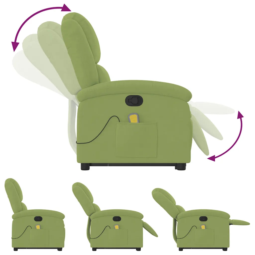 Poltrona Alzapersona Reclinabile Verde Chiaro in Velluto 3204314