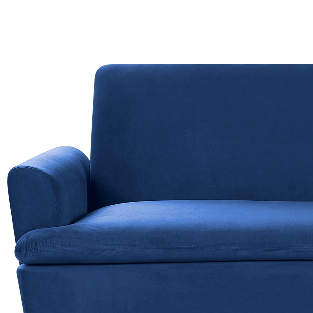 Divano Letto in Velluto Blu Navy 3 Posti Click Clack Gambe In Metallo Dorato