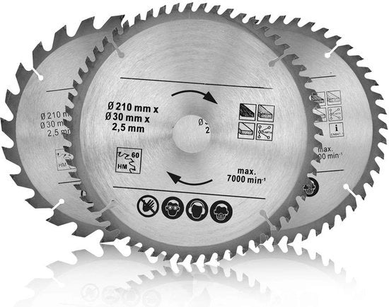 Circolare 210 x 30 mm - Lame in acciaio duro 48 denti - Elevata lega di carburo - Affilatura rapida - Accessori professionali - Duraturo e robusto