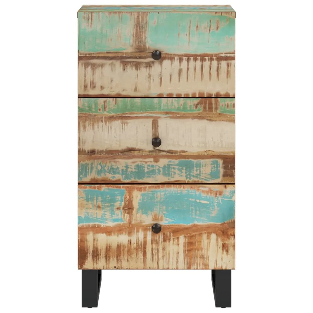 Credenza con 3 Cassetti 40x33,5x75cm Legno Massello di Recupero 352907
